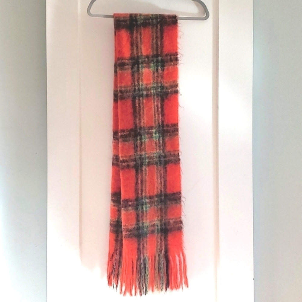 Vintage Mohair Plaid scarf extra long - Picture 1 of 6